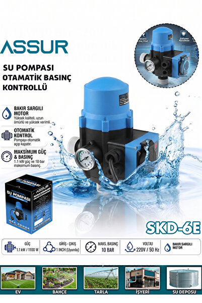 ASSUR SKD-6E 1.1 kW 10 Bar 220V Su Pompası Otomatik Basınç Kontrol Cihazı