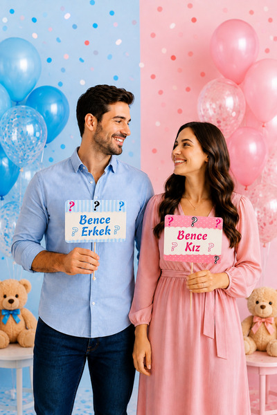 Huzur Party Store Girl or Boy Speech Bubble 10 Pieces Gender Reveal Party Baby Shower Photo Shoot Set