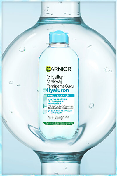 Garnier Micellar Hyaluron Makyaj Temizleme Suyu 400ML, 24 Saat Nemlendirme, Kuru Ciltler için