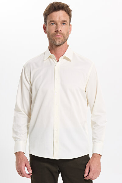 Tudors Men's Regular Fit Classic Cut Tie Collar Cotton Pack Plain Ecru Shirts