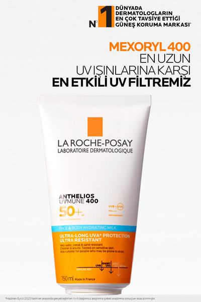 La Roche Posay Anthelios Uvmune Face&Body Milk SPF 50+ Yüz&Vücut Kullanımına Uygun Çok Yüksek Güneş Koruyucu 150 ml