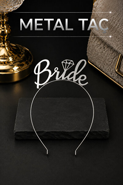 Huzur Party Store Bride Yazılı Metal Taç Gümüş Renkli Gri Renginde Bekarlığa ...