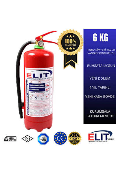 ELİTyangın YANGIN SÖNDRÜME TÜPÜ 6 KG RUHSATA UYGUN KURU KİMYEVİ TOZLU ( KKT )...