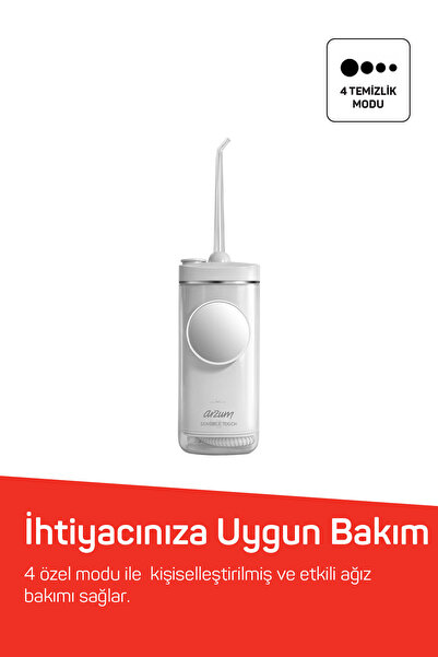 Arzum AR5300 Sensible Touch Beyaz Şarjlı Ağız Duşu 920MAH IPX7 Suya Dayanıklı 4 Mod Özellikli