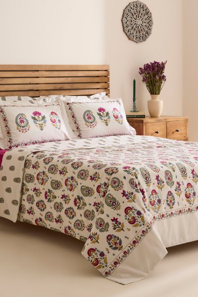 Karaca Home Elvaris 100% Cotton Double Duvet Cover Set Pink