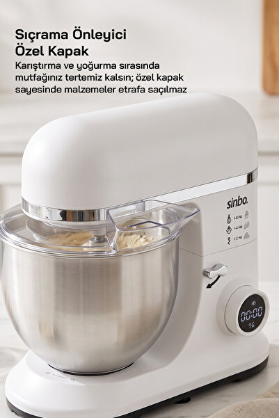 Sinbo SMX-2773 / BEYAZ / Dijital Ekranlı Zaman Ayarlı Stand Mikser / 7 Litre / 1500W