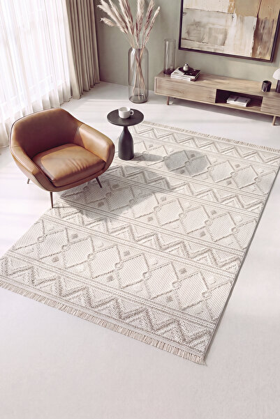 Cool Halı Mikasa Mks 03 Beyaz Bej Yumuşak Dokulu Halı Kilim Salon Koridor Yol...