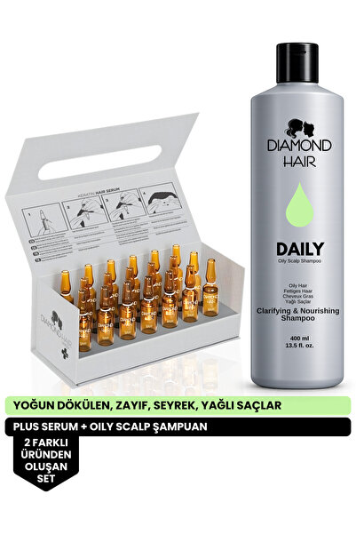 DIAMOND HAIR Dökülen Yağlı Saçlar İçin Yoğunlaştırıcı Saç Serumu ve Bitki Özl...