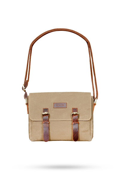 Gillario Design 01 Kanvas - Deri Camel Postacı Çanta