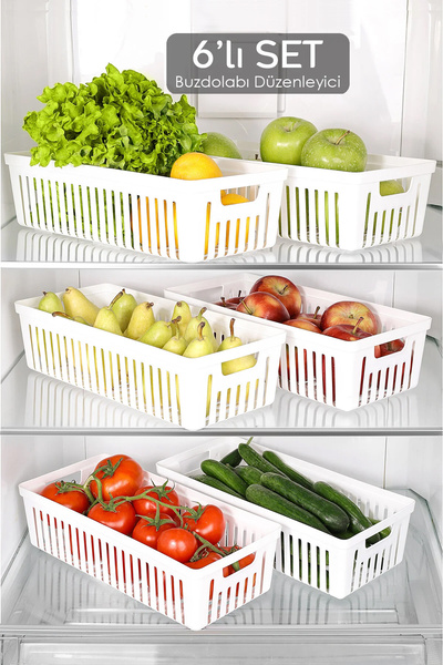 Meleni Home 6 Pieces Refrigerator Organizer Basket - Fruit Vegetable Organize...