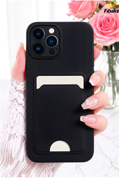 Fibaks iPhone 11 Pro Max Kılıf Kamera Korumalı Arkası Kartlıklı Cüzdanlı Kırm...