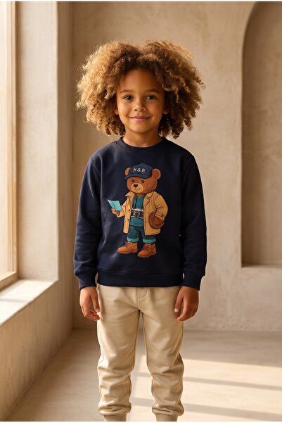 Katia&Bony Children's Teddy Patterned Tracksuit Set with Hat