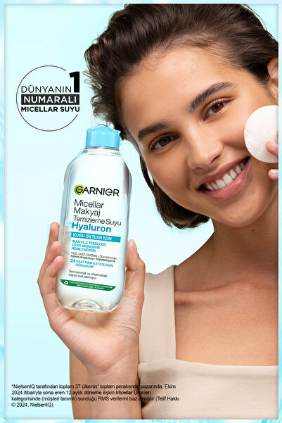 Garnier Micellar Hyaluron Makyaj Temizleme Suyu 400ML, 24 Saat Nemlendirme, Kuru Ciltler için