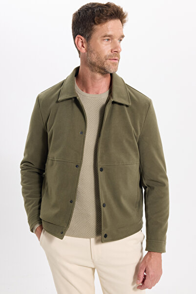 Tudors Men's Slim Fit Slim Fit Double Pocketed Snap Closure Pack Khaki Coat