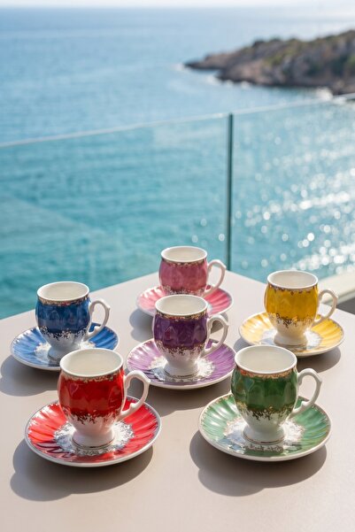 ACAR Zetian 6-Person Porcelain Coffee Cup Set - 90 ml