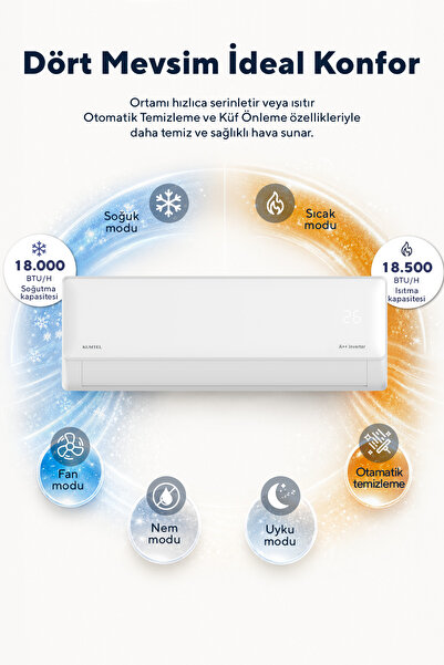 KUMTEL Hinoki KMSAC-18 18.000 Btu A++ Inverter Duvar Tipi Split Klima (Montaj Dahil)