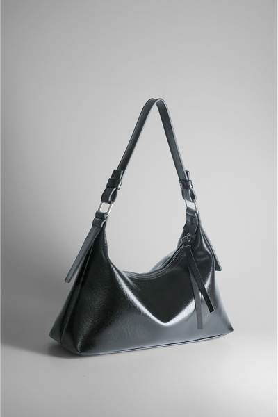 Rimense Women's Black Lined Hand and Shoulder Bag