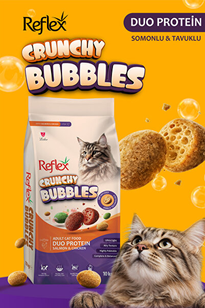 Reflex Crunchy Bubbles Duo Protein Somonlu ve Tavuklu Yetişkin Kedi Maması 10 kg