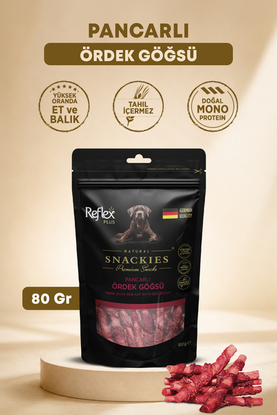 Reflex Snackies Natural Pancarlı Ördek Göğsü Tahılsız Köpek Ödül Maması 80 Gr