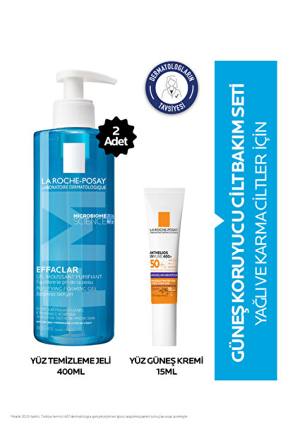 La Roche Posay Güneş Korumalı Cilt Bakım Seti:Effaclar Yüz Temizleyici Jel 40...