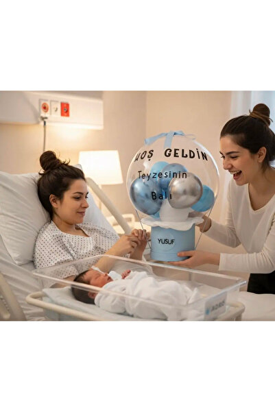 YES YENİDOĞAN (ERKEK BEBEK) HEDİYE BEBEK BALON KUTUSU (İSME ÖZEL) (KİŞİSELLEŞ...