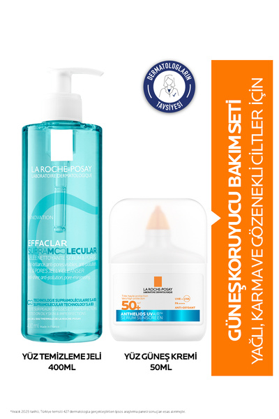 La Roche Posay Gözenekli Ciltler İçin Güneş Koruyuculu Set:Effaclar Supra Tem...