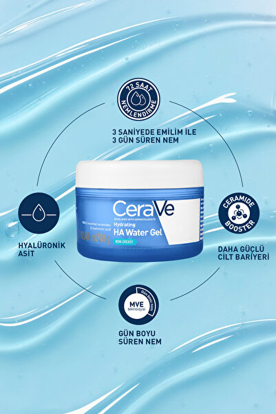 CeraVe HA Water Gel Tüm Cilt Tipleri İçin Uygun Hyalüronik Asit İçeren Su Bazlı Yüz Nemlendirici Krem 48 gr