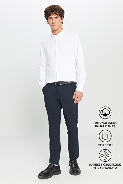 AC&Co / Altınyıldız Classics Men's Navy Blue Canvas Non-Marking Slim Fit Slim...