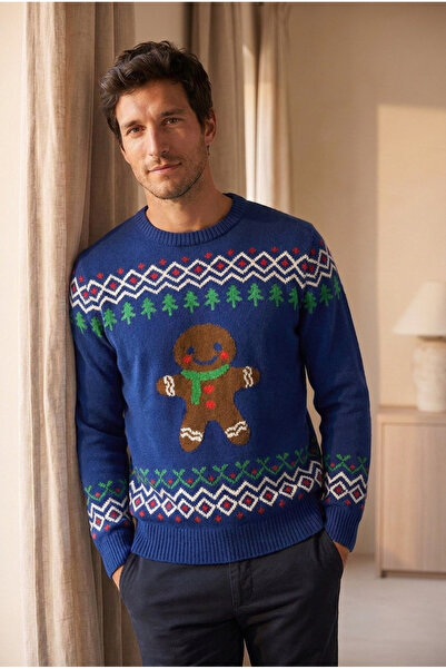 Katia&Bony Women's New Year's Themed Sweater Sax Blue