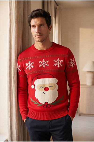 Katia&Bony Men's New Year's Themed Sweater Red