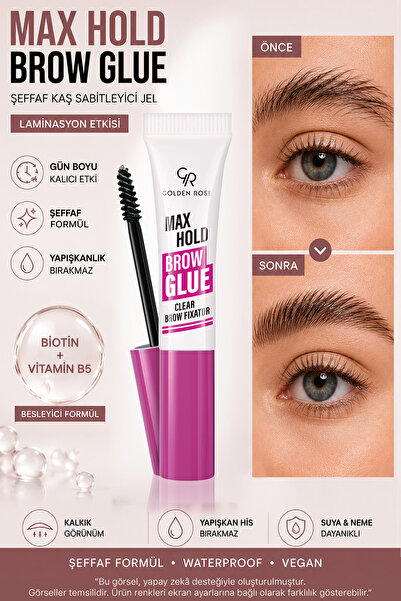 Golden Rose Max Hold Brow Glue - Şeffaf Kaş Sabitleyici Jel (Biotin & B5 İçer...