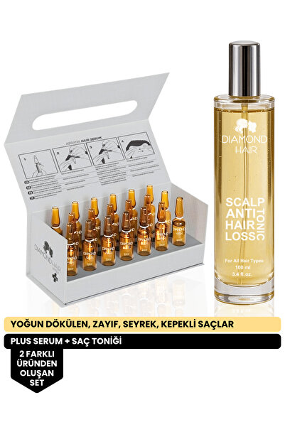 DIAMOND HAIR Saç Bakım Seti: Plus Saç Serumu + Scalp Tonic Saç Toniği Saç Dök...