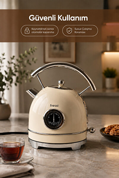 Fressi Isı Göstergeli Retro Kettle Su Isıtıcısı 1,8 Litre Fr-kt06 Magnoli