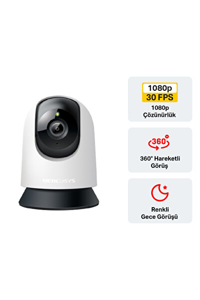 Mercusys MC200|1080p Wi-Fi Kamera|360 Derece Gece Görüşü|Hareket Algılama|Çif...