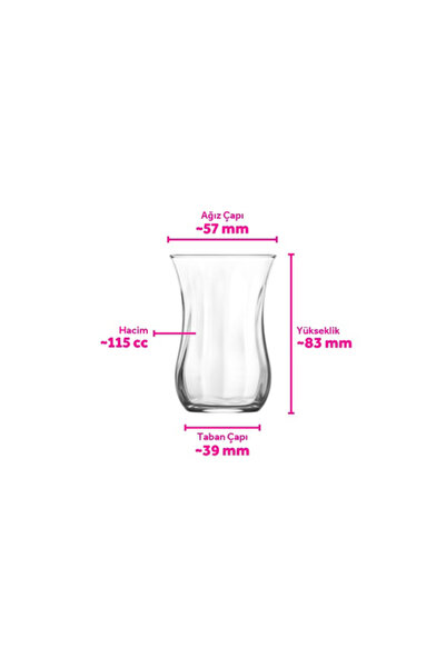 LAV Klasik Cam Çay Bardağı 12 Kişilik 115 ml
