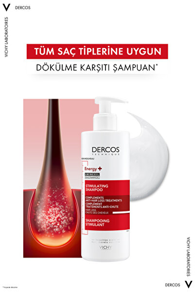 Vichy Dercos Energy+ Niasinamid İçeren Koparak Dökülme Karşıtı Şampuan 400 ml X 2 ADET
