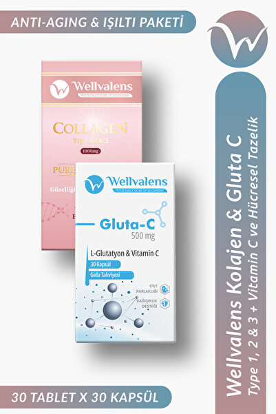 Wellvalens Hidrolize Kolajen Tablet Tip1, Tip2, Tip3 & Gluta-C | Kolajen, Glu...