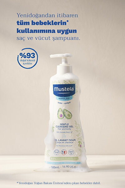 Mustela Organik Avokado İçeren Yenidoğan Bebek Göz Yakmayan Şampuanı Saç Vücut 200ml