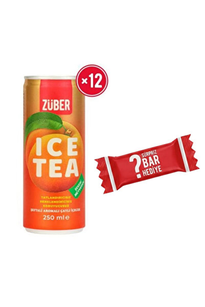 Züber Ice Tea Şeftali Soğuk Çay 250ml x 12 Adet + Sürpriz Bar Hediye