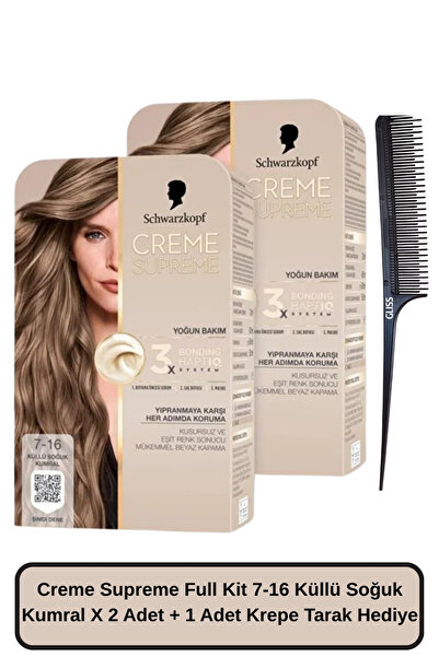 Schwarzkopf Creme Supreme Full Kit 7-16 Küllü Soğuk Kumral X 2 Adet