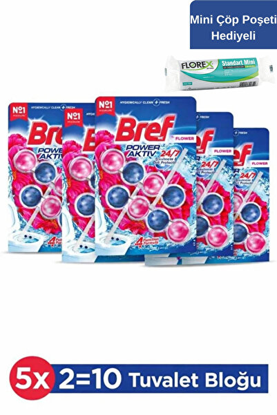 Bref Power Aktiv Katı Tuvalet Bloğu 5 Adet Çicek İkili (5'Lİ SET)