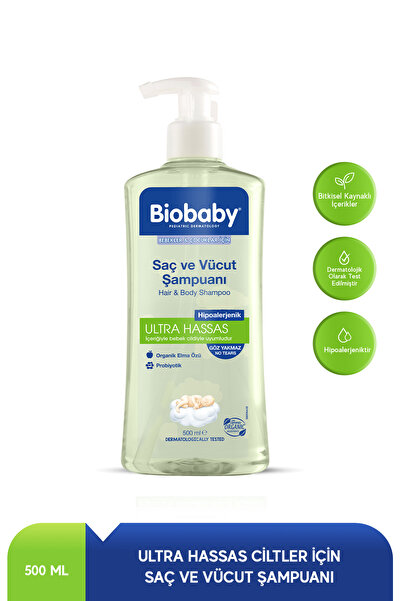Biobaby Ultra Hassas Saç ve Vücut Bebek Şampuanı 500 ml - Organik Elma Suyu v...