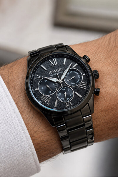 Homies Multifunction Men's Wristwatch Black Color Steel Band 3 Atm Water Resi...