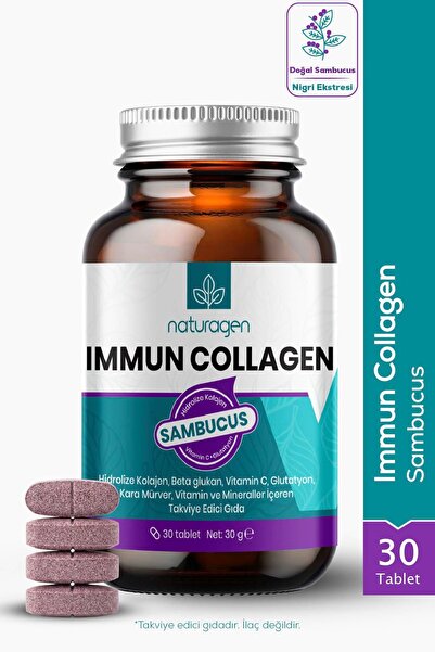 Naturagen Immun Collagen Sambucus 30 Tablet | Karamürverli | Hidrolize Kolaje...