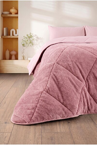 Formeya Çift Kişilik Lüx Pudra 4 Mevsim Wellsoft Yorgan Seti Çift Taraflı 195x215 cm (2 adet Yastık Kılıflı)