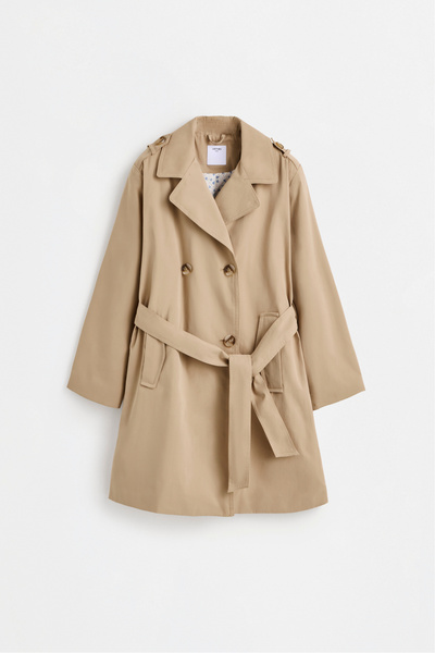 LEFTIES KIDS GIRL'S TRENCH COAT WITH BELT AND PRINTED LINING
