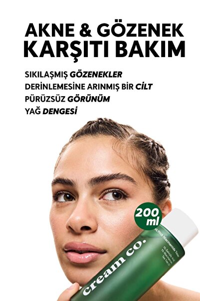 Cream Co. Akne Karşıtı Gözenek Sıkılaştırıcı BHA PHA Niacinamide Tonik | Arındırıcı | Salisilik Asit | 200ML