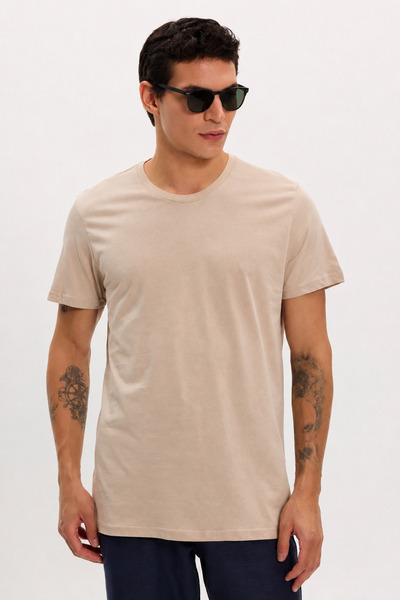 Tudors Unisex Slim Fit Slim Fit 100% Cotton Soft Textured Stone Crew Neck T-S...