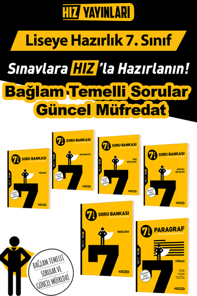 Hız Yayınları 7. Sınıf Soru Bankası Seti Bağlam Temelli Sorular-Güncel Müfred...