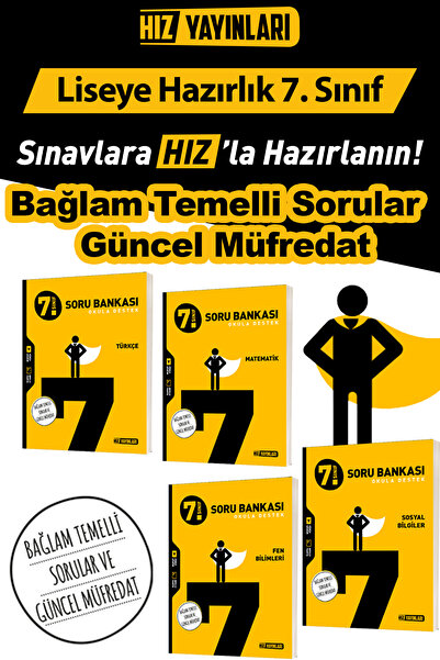 Hız Yayınları 7. Sınıf Matematik Türkçe Fen Sosyal Soru Bankası Seti Bağlam T...